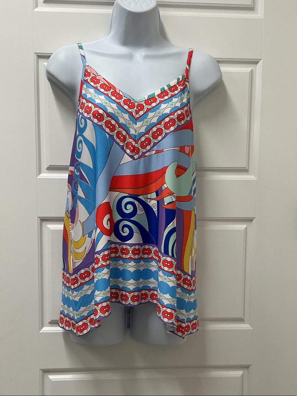 VENUS Multicolor Geometric & Swirl Print Tank Top - Red, Blue, Purple
